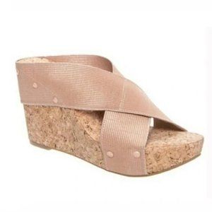 Lucky Brand Miller Cork Wedge Platform Sandals 11M NWT Blush